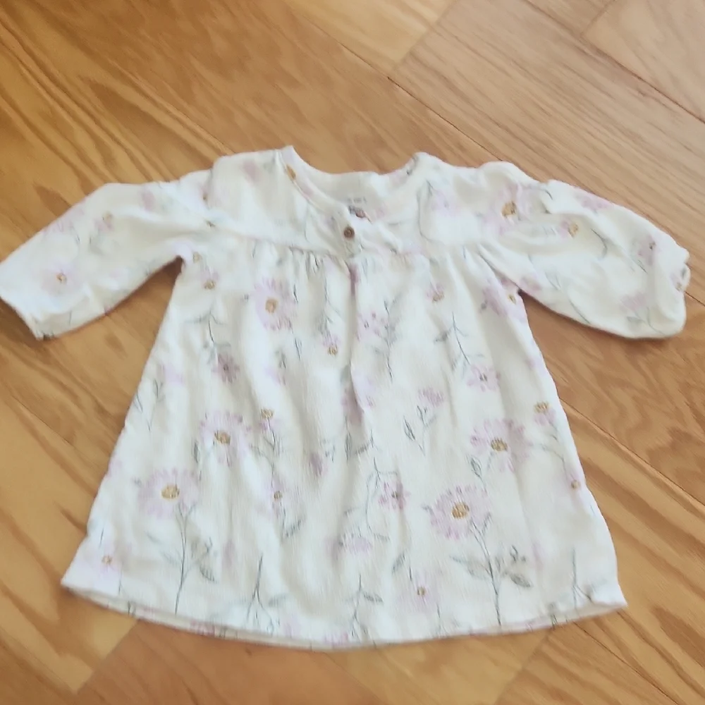 Carter's Soft White Baby Long Sleeves Dress 12 Months